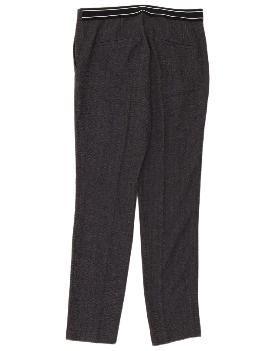 Pantaloni chino slim da donna Zara grandi W30 L28 poliestere nero a spina di pesce