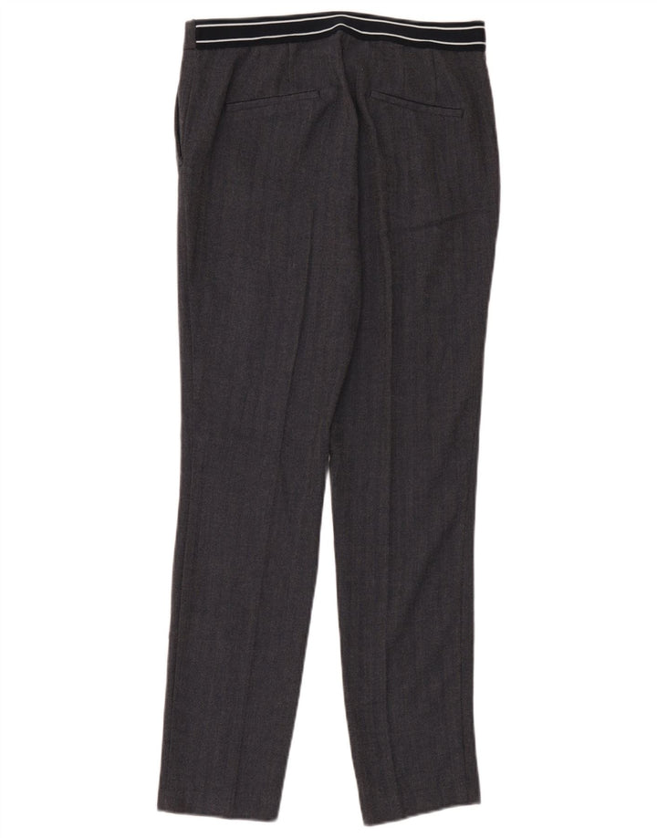 Pantaloni chino slim da donna Zara grandi W30 L28 poliestere nero a spina di pesce