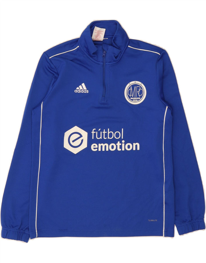ADIDAS Boys Climalite Graphic Pullover Tracksuit Top 11-12 Years Blue Vintage Adidas and Second-Hand Adidas from Messina Hembry 