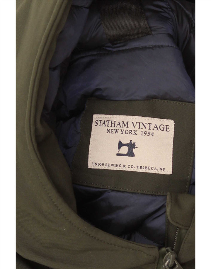Giacca imbottita con cappuccio vintage da uomo UK 42 XL poliestere verde