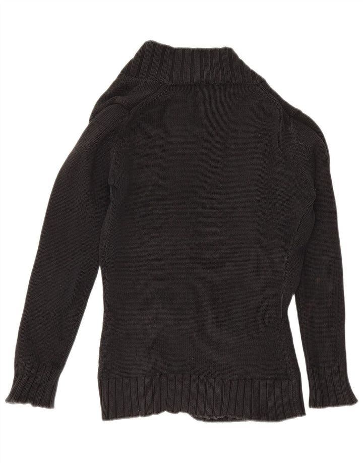 Maglione cardigan aperto da donna Zara UK 14 grande cotone nero