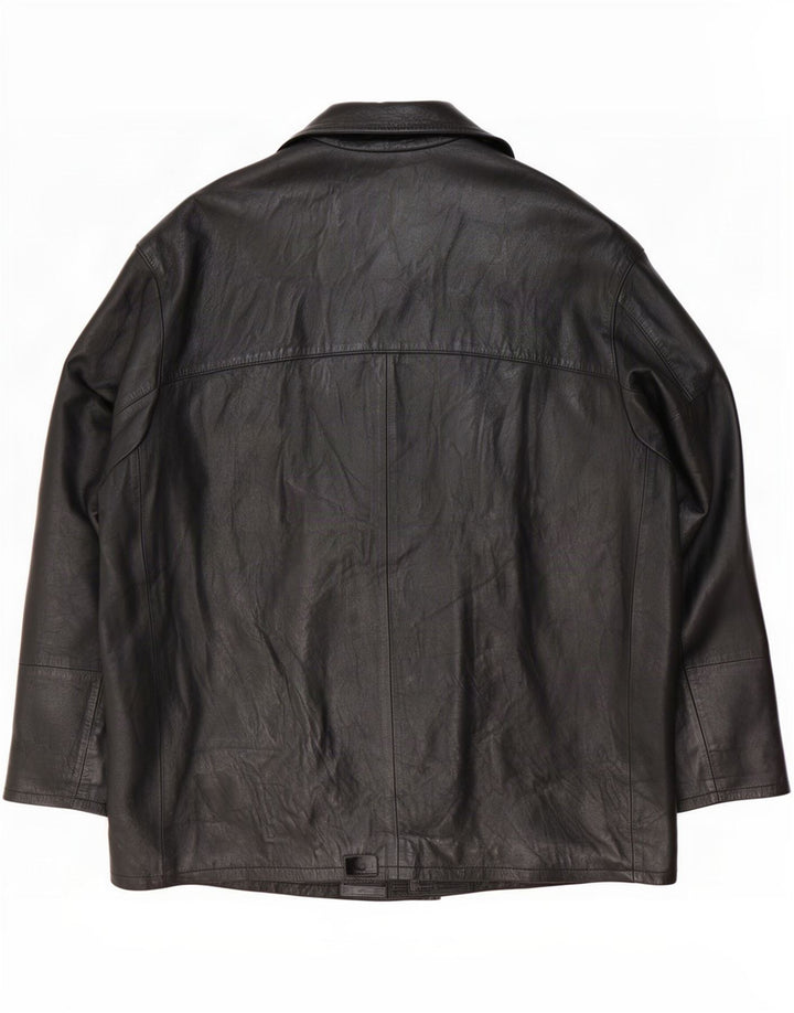 Giacca in pelle vintage da uomo IT 56 3XL Nera