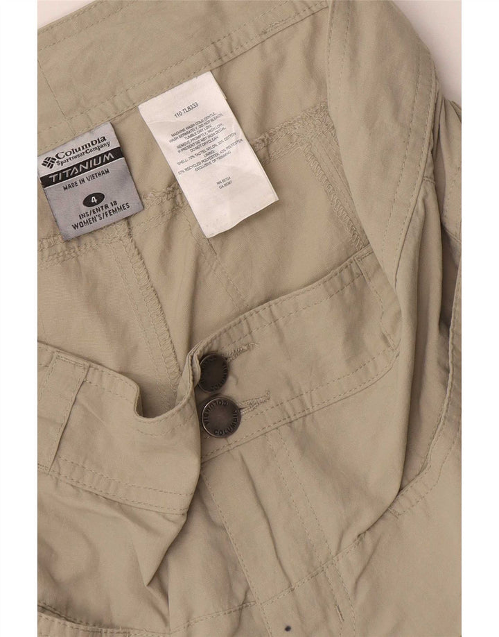 Pantaloncini cargo Columbia da donna in titanio US 4 Small W32 Nylon beige