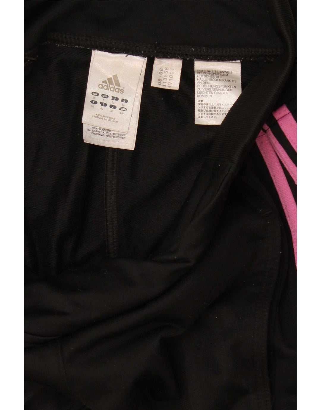Pantaloni della tuta da donna Adidas UK 10 piccoli poliestere nero