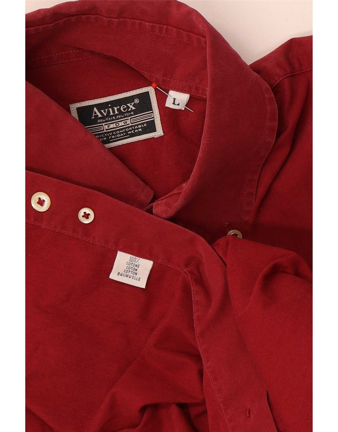 Camicia Uomo Avirex Large Rossa in Cotone