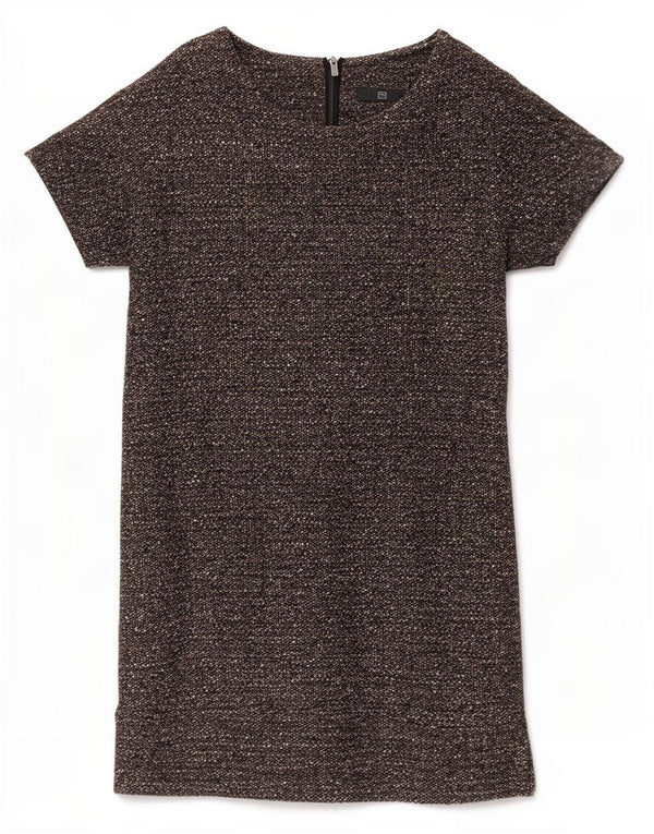 Abito a trapezio da donna Benetton UK 14 Lana vergine screziata grigio medio