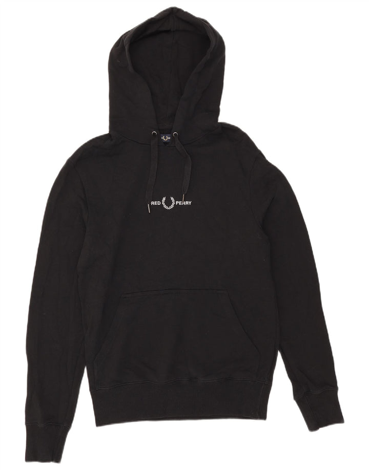 Felpa con cappuccio grafica da uomo Fred Perry piccola in cotone nero