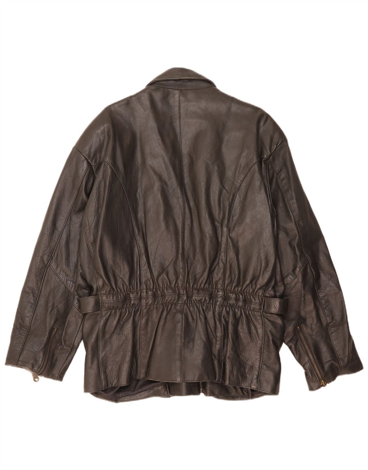 Giacca in pelle da motociclista vintage da uomo UK 38 in pelle nera media