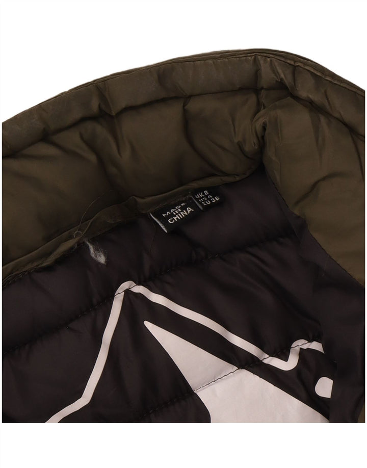 SUPERDRY Womens Padded Jacket UK 8 Small Green Nylon
