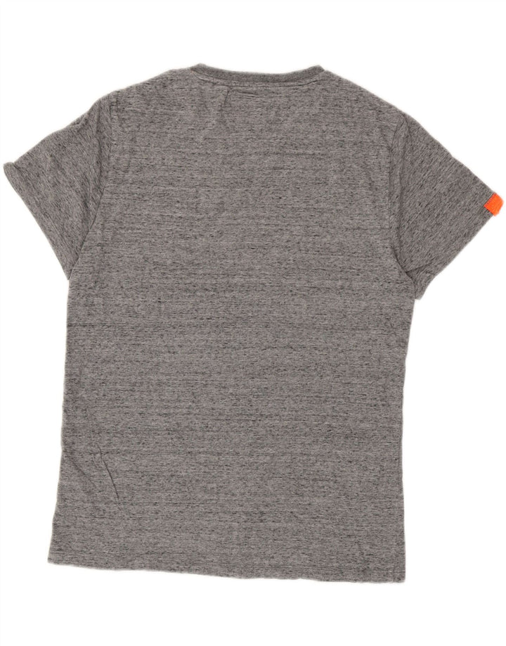 T-shirt da uomo Superdry Top grande in cotone chiazzato grigio
