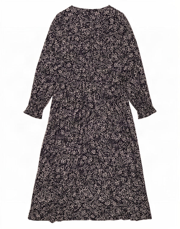 Abito lungo a maniche lunghe da donna Marks & Spencer UK 20 2XL Blu navy floreale