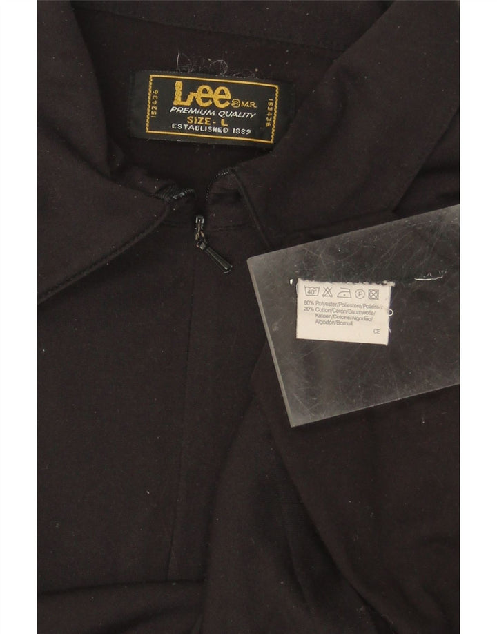 LEE Womens 3/4 Sleeve Polo Shirt UK 14 Large Black Polyester Vintage Lee and Second-Hand Lee from Messina Hembry 