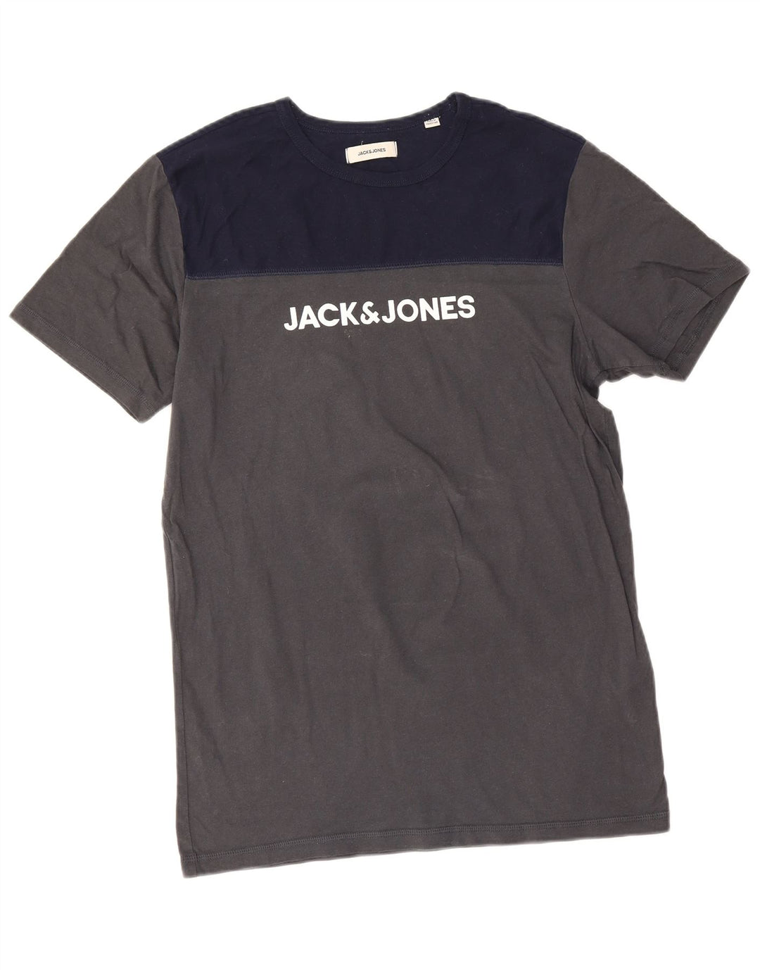 Jack & Jones T-shirt grafica da uomo Top in cotone color block grigio medio