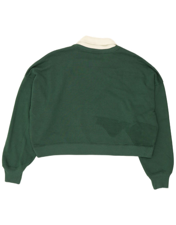 Felpa oversize corta Hollister da donna, maglione UK 14, cotone verde medio