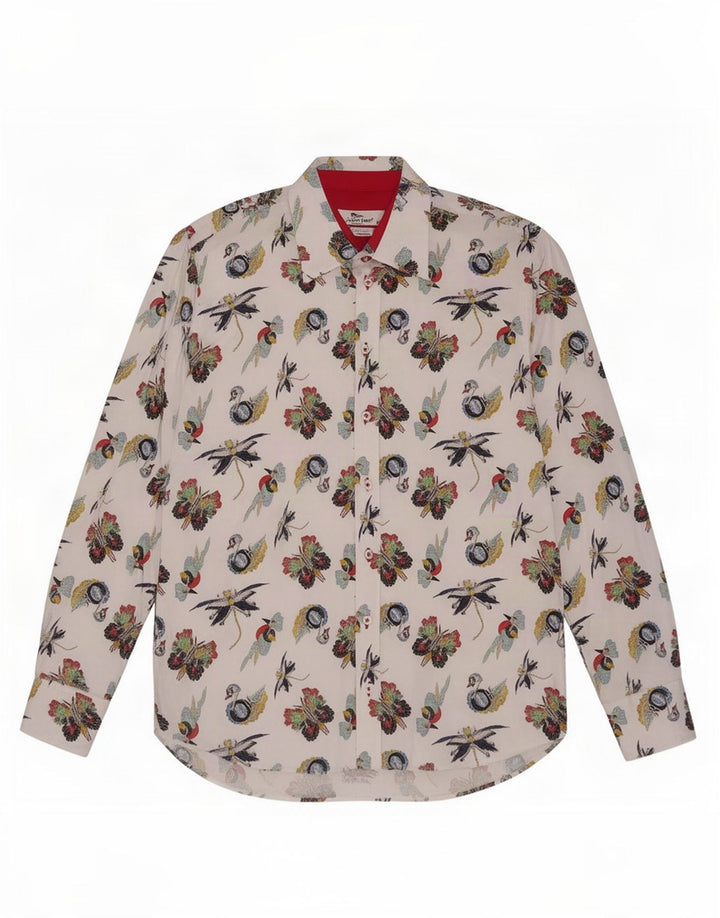 Camicia da uomo con motivo astratto Claudio Lugli taglia 39/40 cotone bianco medio