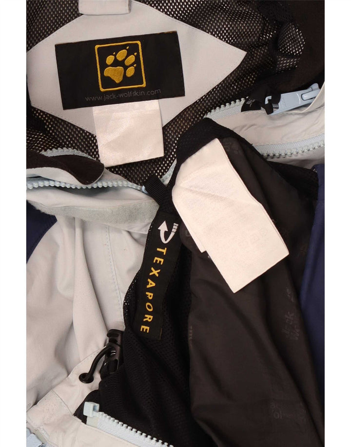 Giacca antipioggia con cappuccio da donna Jack Wolfskin UK 14 Colorblock blu medio