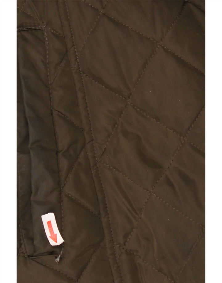 Cappotto trapuntato con cappuccio da donna Dkny UK 16 grande poliestere kaki