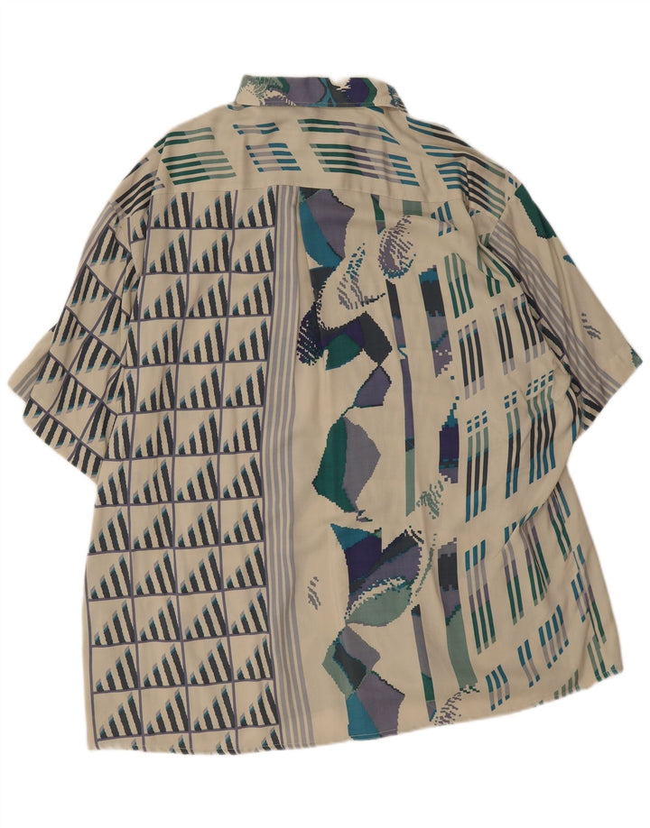 Camicia a maniche corte da uomo Leonardo Taglia 45/46 2XL Bianca geometrica