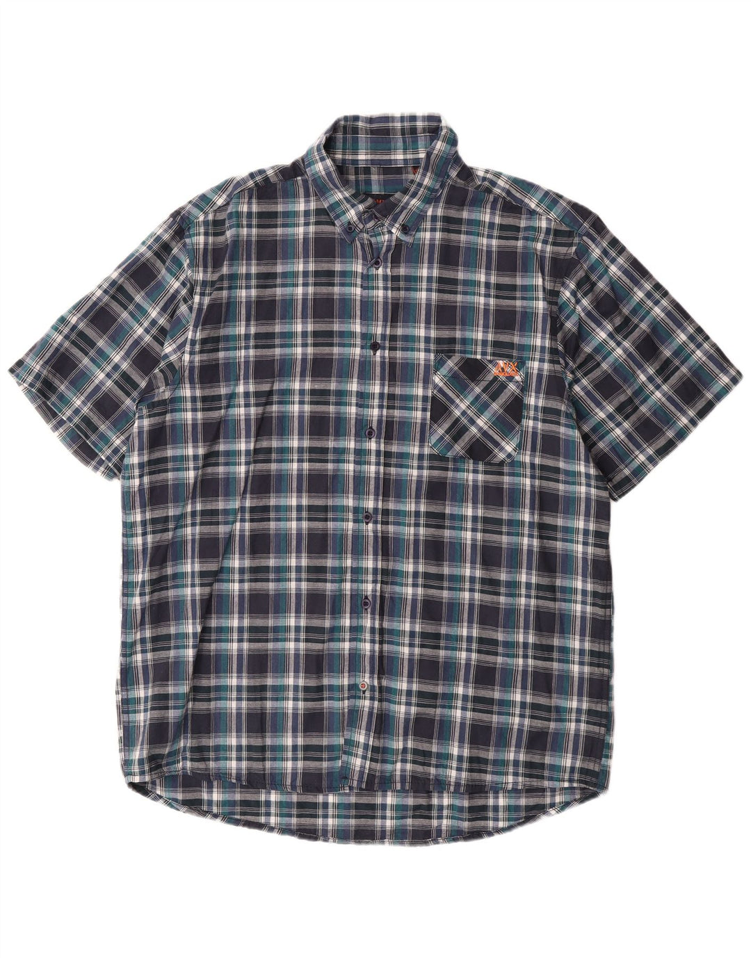 Camicia a maniche corte da uomo Avirex 2XL in cotone a quadri blu navy