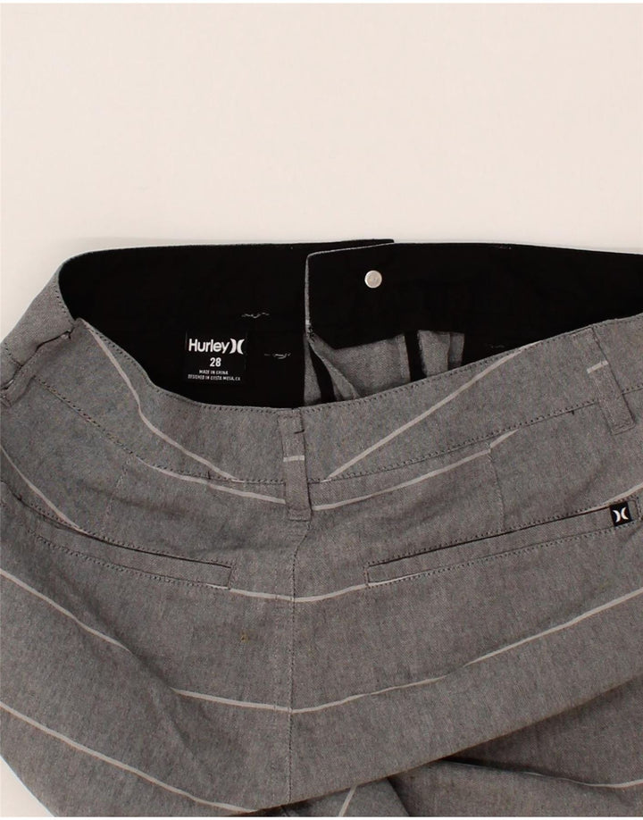 HURLEY Mens Chino Shorts W28 Small Grey Striped Cotton Vintage Hurley and Second-Hand Hurley from Messina Hembry 