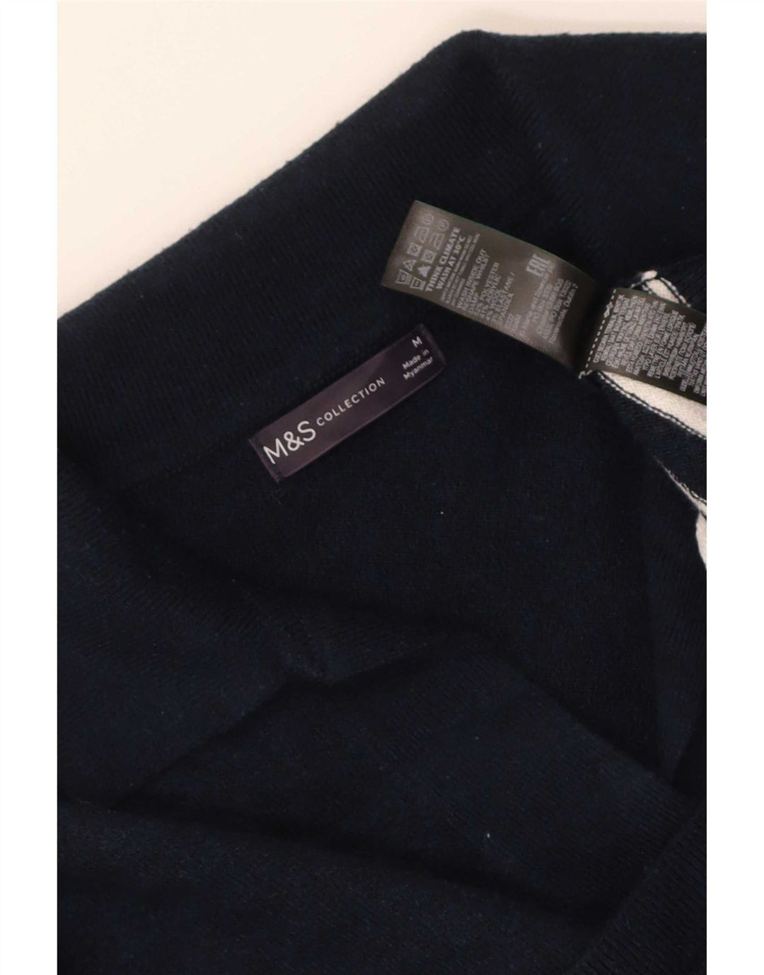 Maglione maglione collo alto da donna Marks & Spencer UK 14 blu navy medio