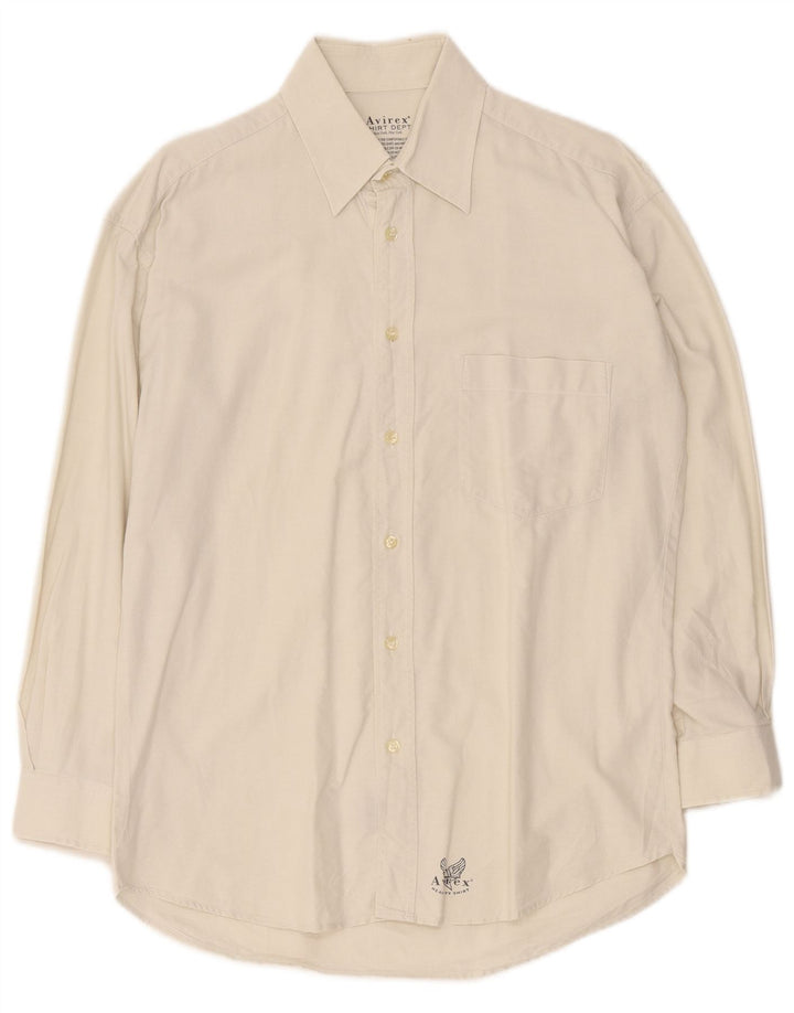 Camicia da uomo Avirex Large in cotone bianco sporco