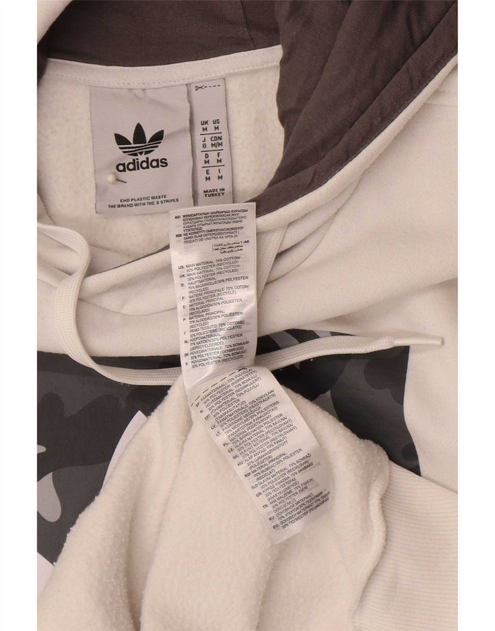 Felpa con cappuccio da uomo con vestibilità grafica regolare Adidas, cotone bianco medio