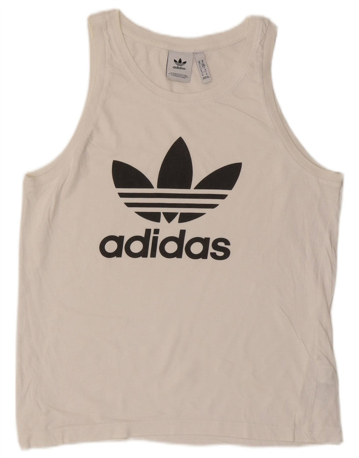 Canotta grafica da uomo Adidas in cotone bianco medio