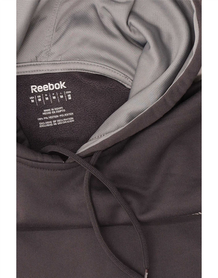 Felpa con cappuccio da uomo Reebok in poliestere grigio medio
