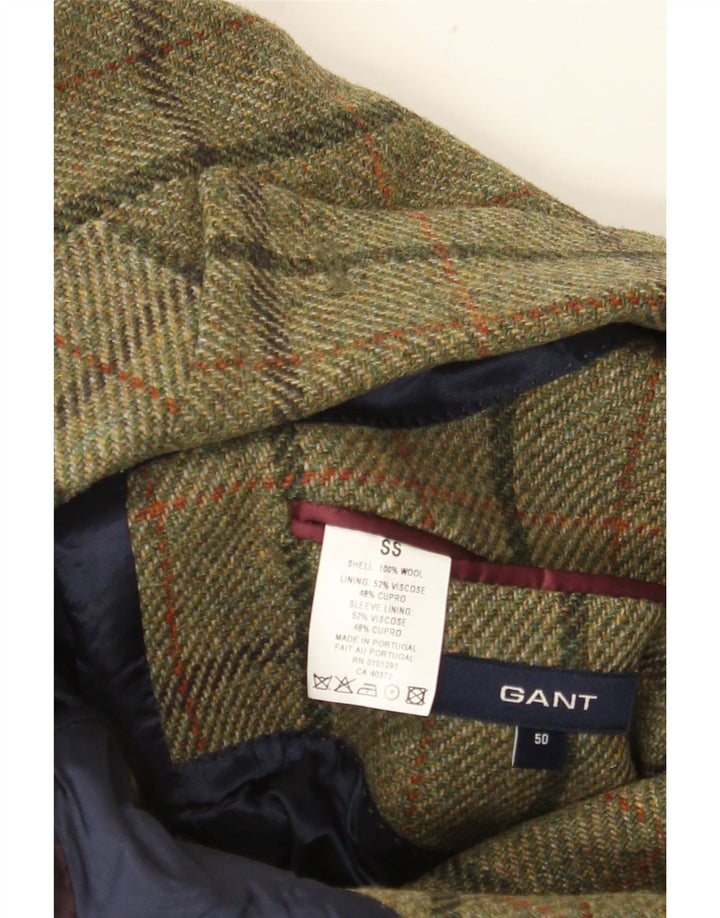 Giacca blazer da uomo a 3 bottoni Gant IT 50 grande lana a quadri kaki