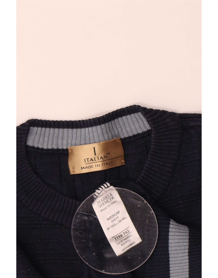 Maglione maglione girocollo da uomo Marks & Spencer cotone medio blu navy