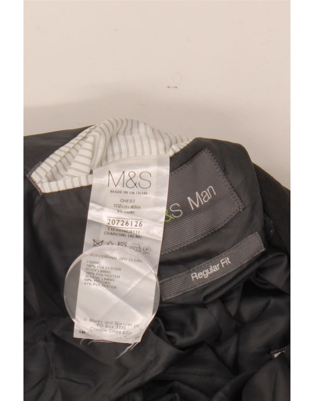 Giacca blazer da uomo Marks & Spencer vestibilità regolare a 2 bottoni UK 40 grande grigia