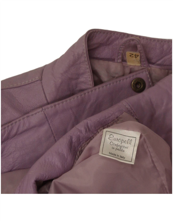 Giacca bomber da donna vintage in pelle IT 42 in pelle viola media