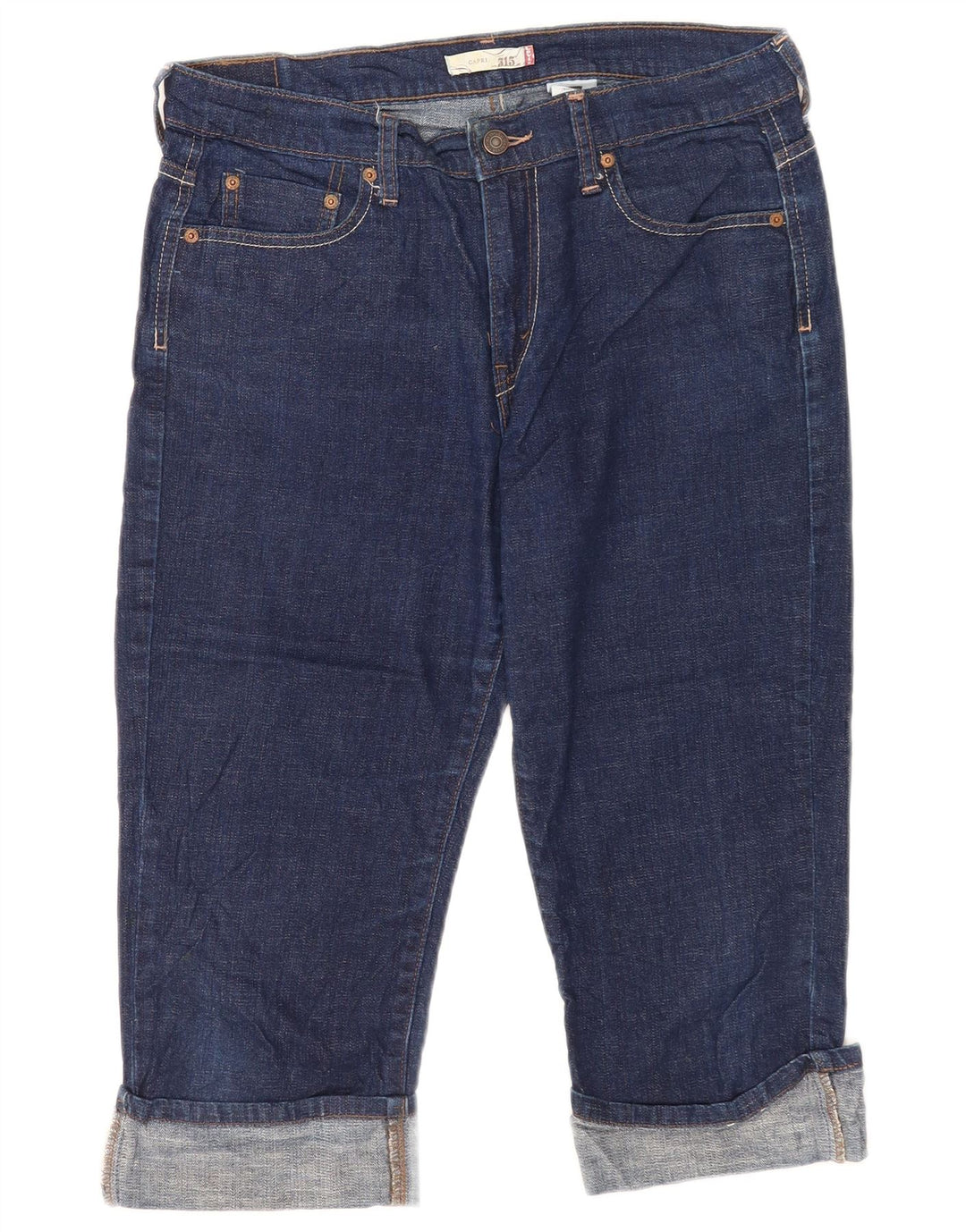 Levi's Donna 515 Capri Jeans US 10 Large W32 L19 Cotone Blu