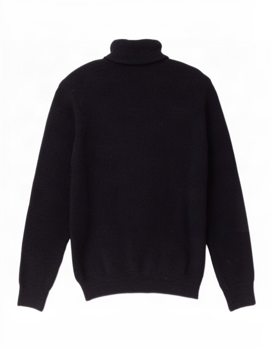Maglione vintage da uomo con zip e collo in lana blu navy media