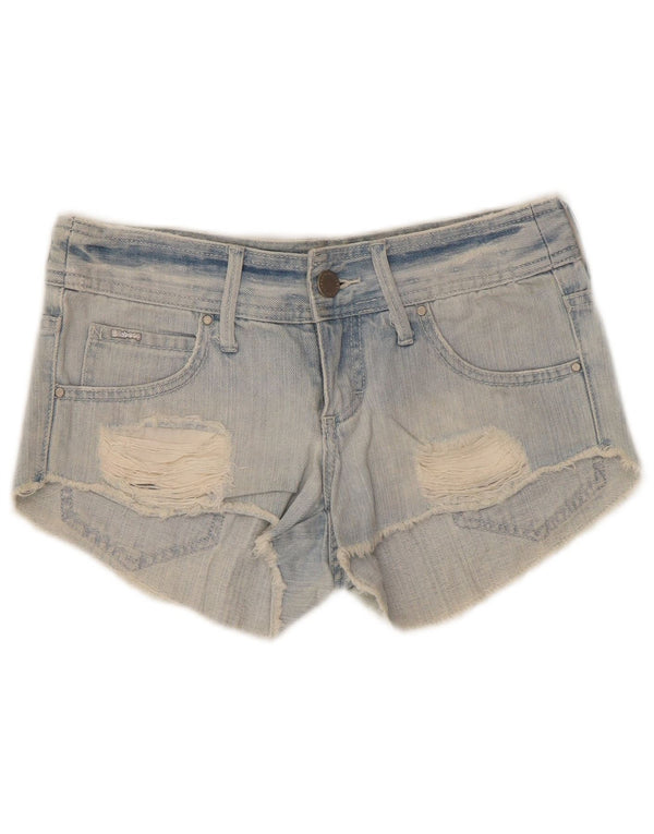 Pantaloncini di jeans invecchiati Billabong da donna US 6 medi W30 cotone blu