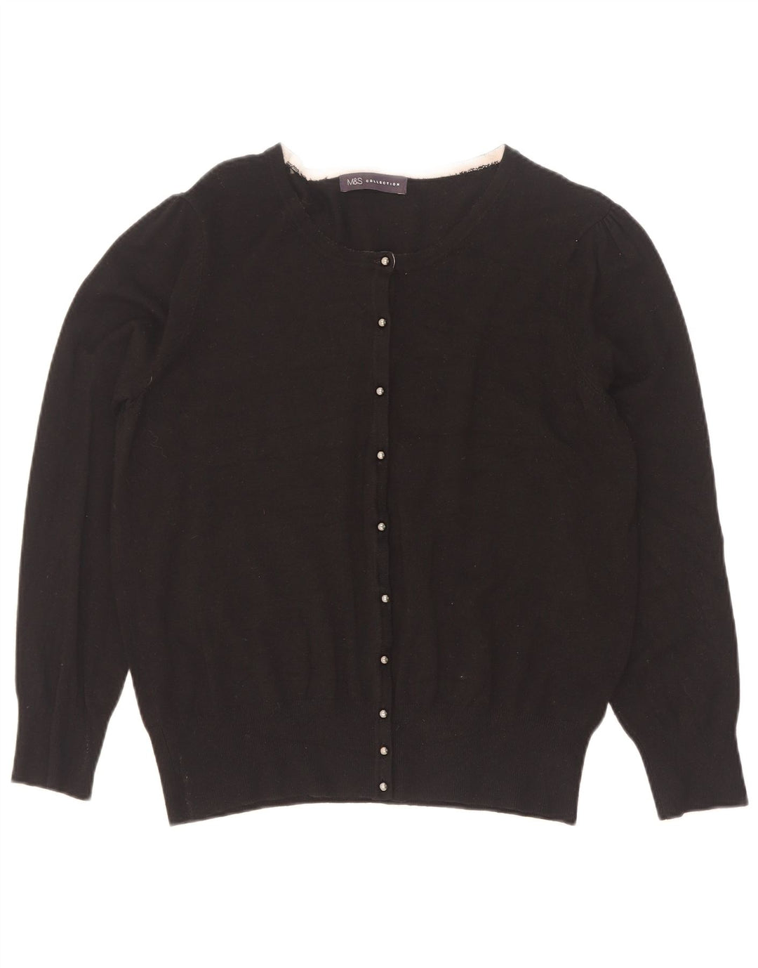 Maglione cardigan da donna Marks & Spencer UK 16 grande viscosa nera