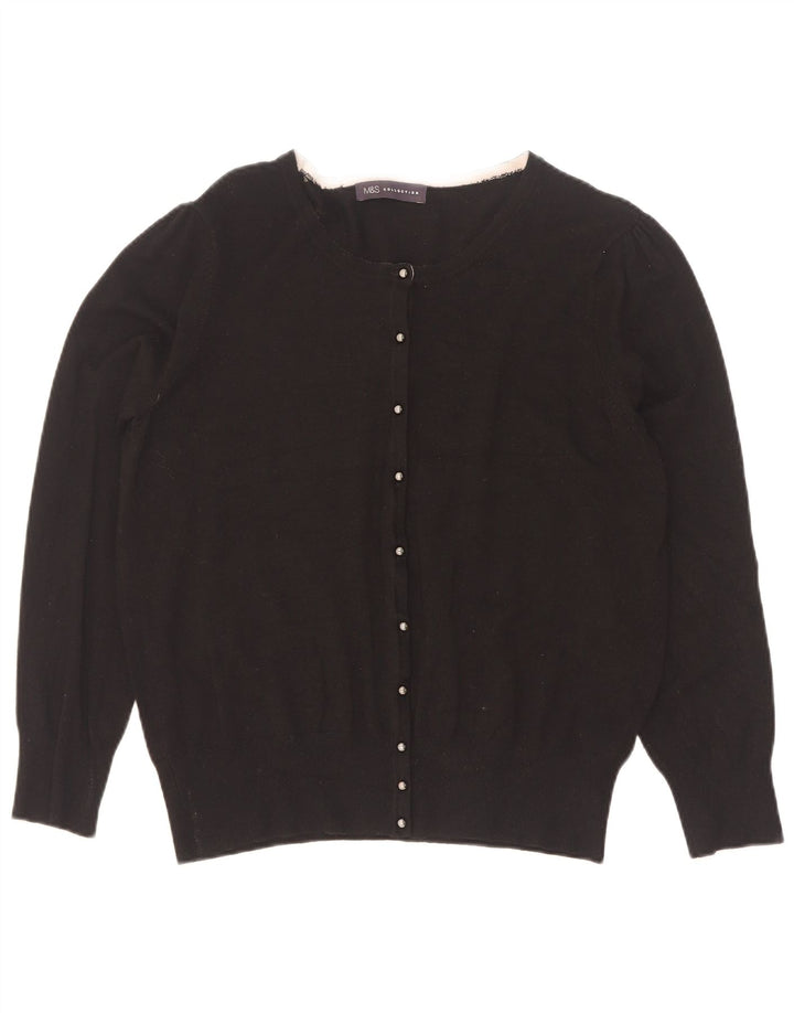 Maglione cardigan da donna Marks & Spencer UK 16 grande viscosa nera