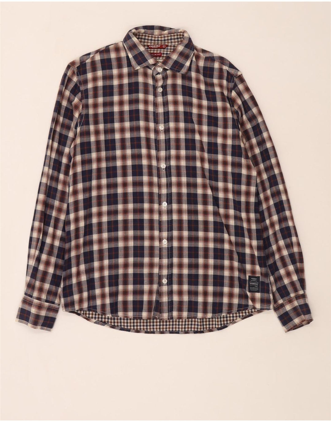 Camicia Carrera da uomo slim fit grande scozzese blu navy