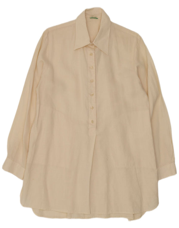 Abito camicia da donna Benetton UK 16 Large Off White Ramie