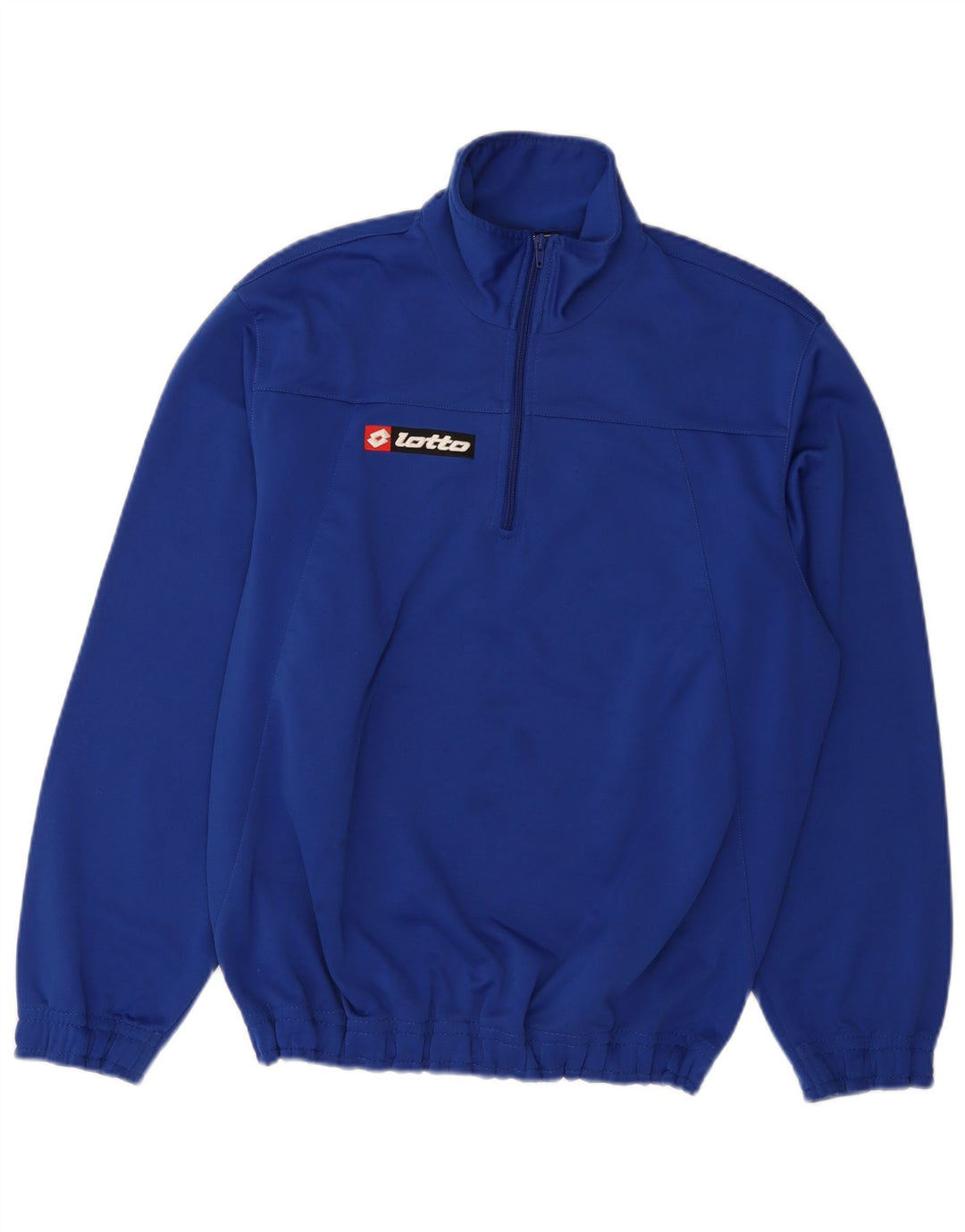 Felpa da uomo con collo con zip Lotto, maglione grande, in poliestere blu