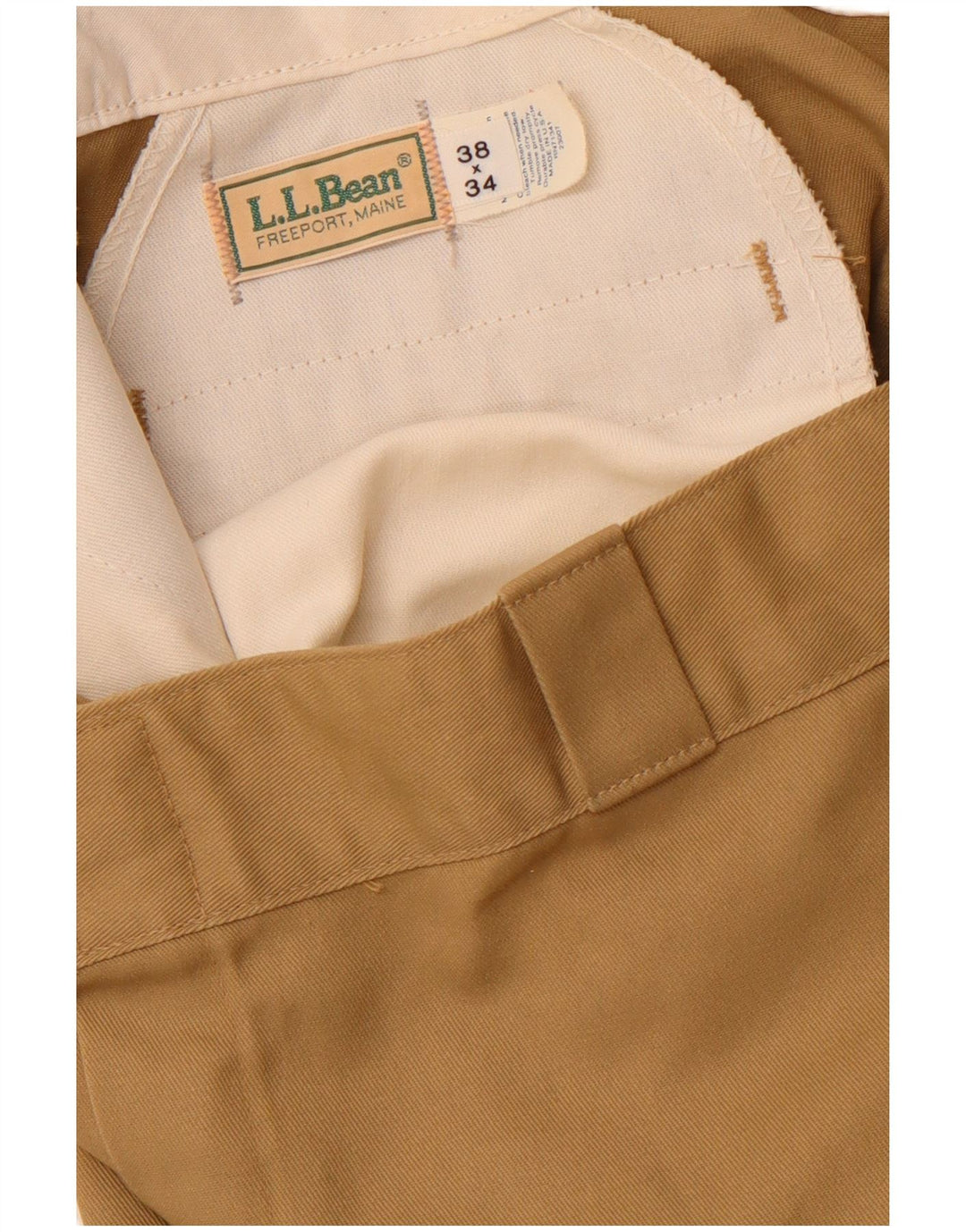 Pantaloni chino dritti da uomo L.L.BEAN W38 L34 Poliestere beige