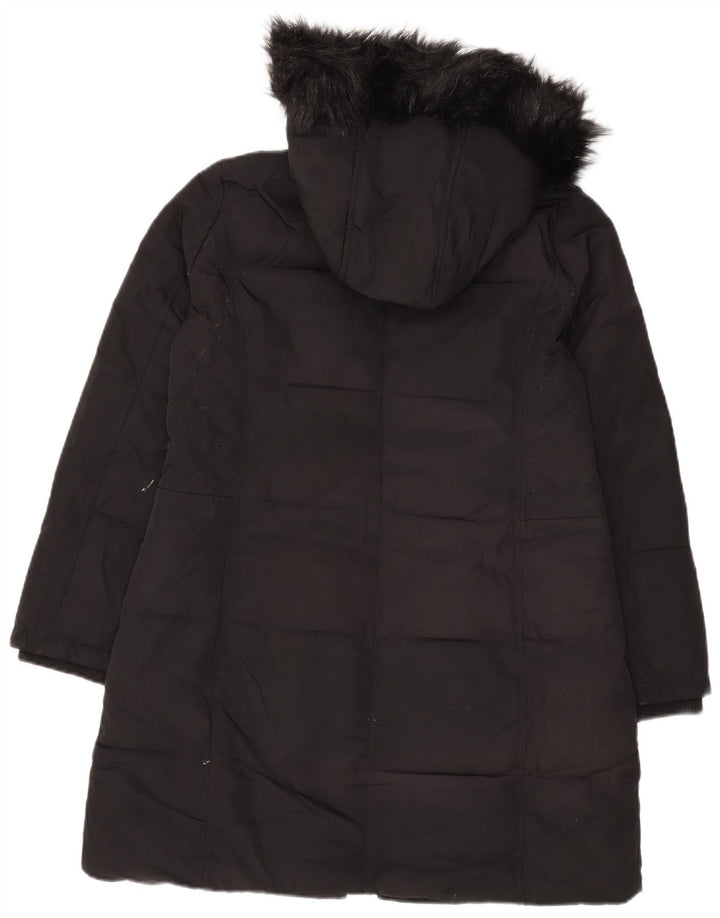 Cappotto imbottito con cappuccio da donna Laura Ashley UK 12 medio poliestere nero
