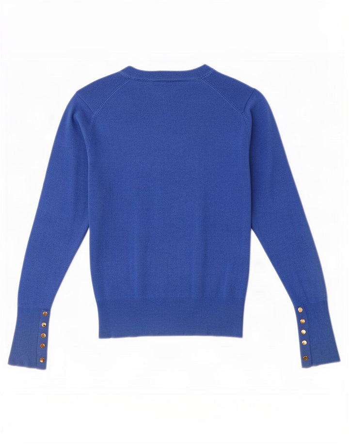 Maglione Zara da donna con scollo a barca UK 12 Viscosa blu medio