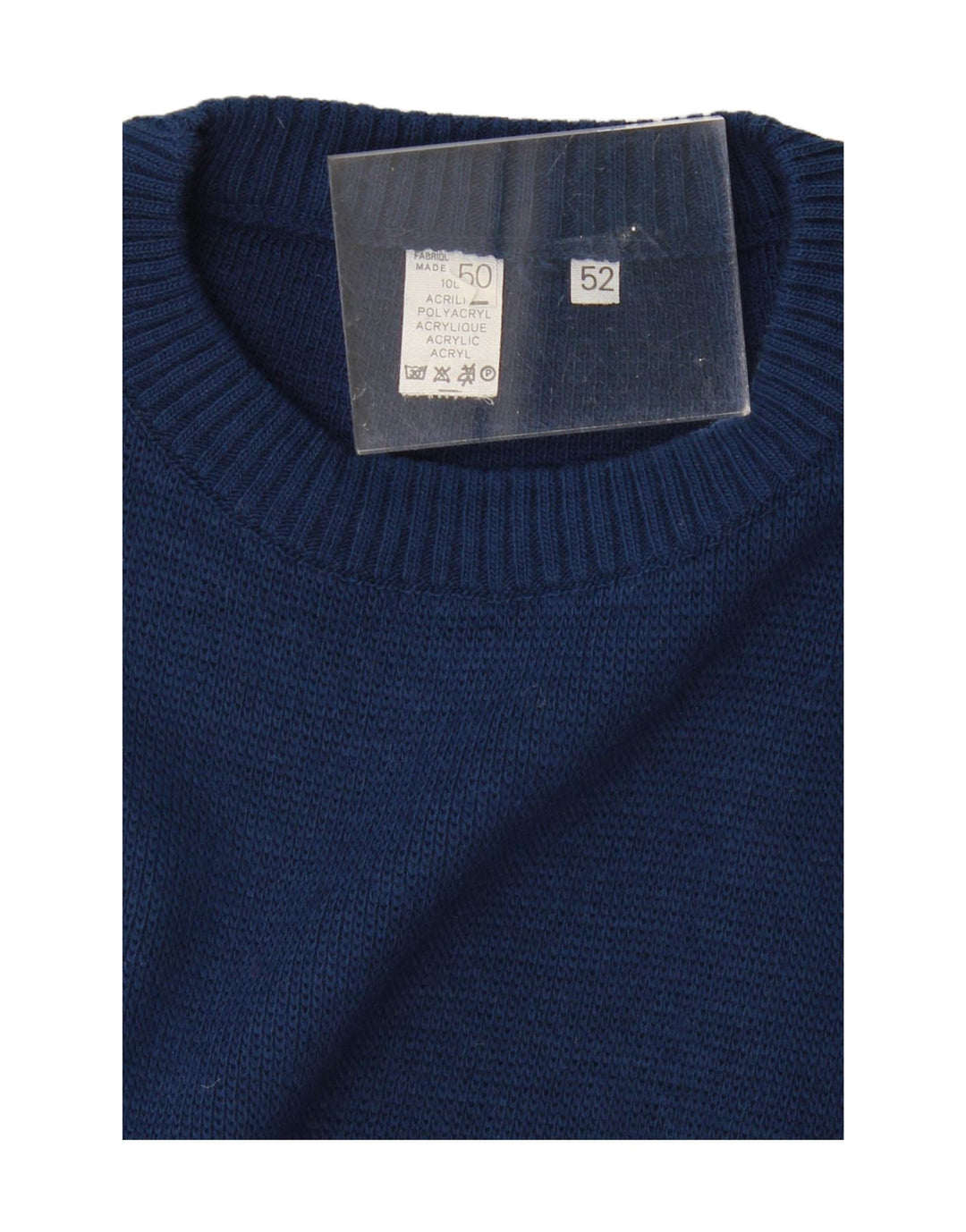 VINTAGE Mens Crew Neck Jumper Sweater IT 50/52 Medium Navy Blue Vintage Vintage and Second-Hand Vintage from Messina Hembry 