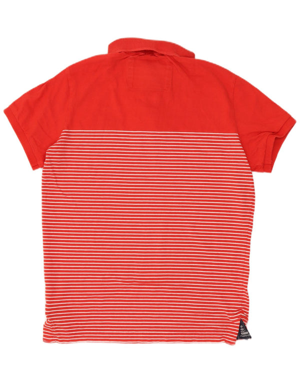 Superdry Mens Polo Shirt Medium Red Striped Cotton