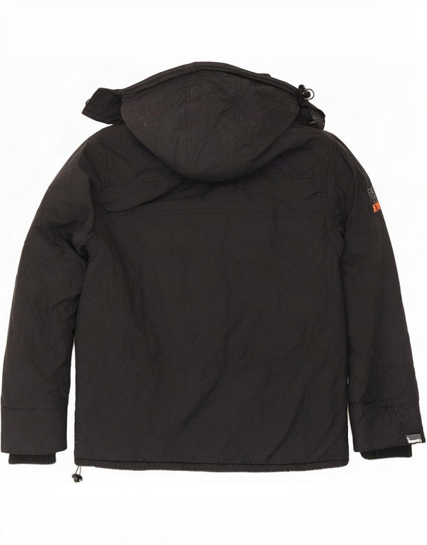 Superdry Mens Windcheater Hooded Windbreaker Jacket UK 44 2XL Black Nylon