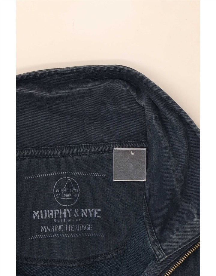 Murphy & Nye Felpa da uomo con collo con zip, maglione grande, cotone blu navy