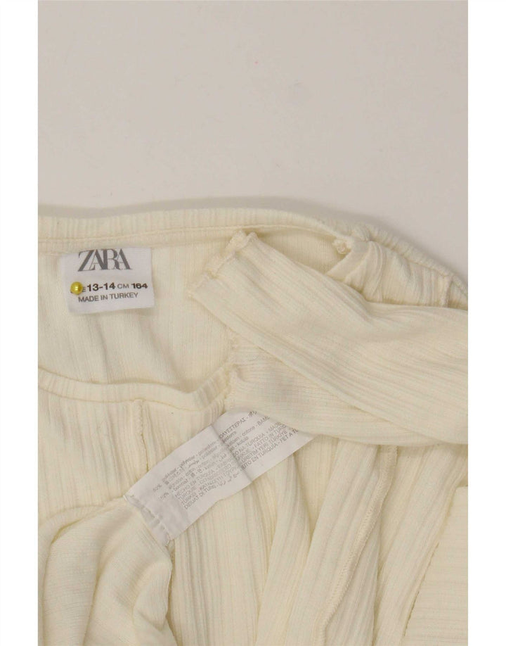 Top Zara Bambina Manica Lunga 13-14 Anni Poliestere Bianco