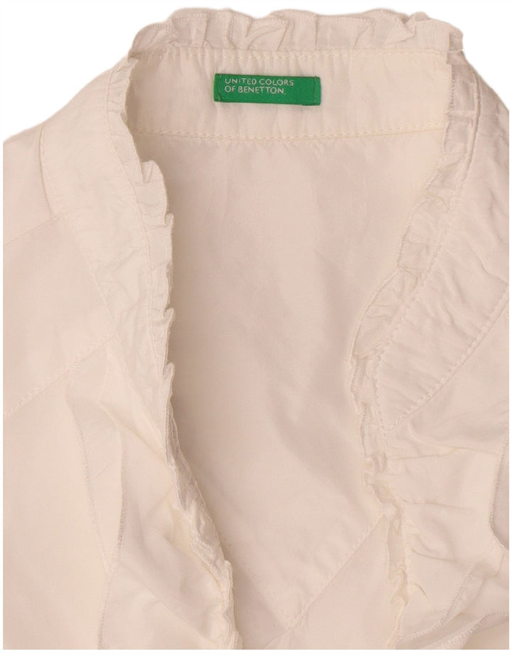 Camicetta senza maniche da donna con volant sul davanti Benetton UK 14 Medium White